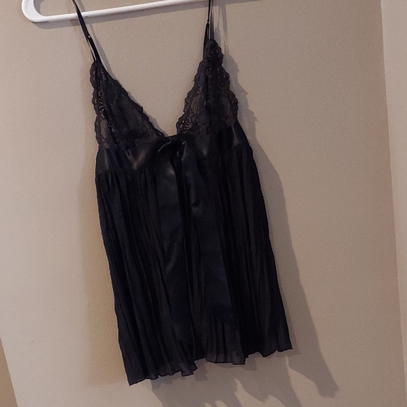 Victorias Secret Black Pleated Lace Babydoll Lingerie Small Vintage Y2k - Picture 1 of 6